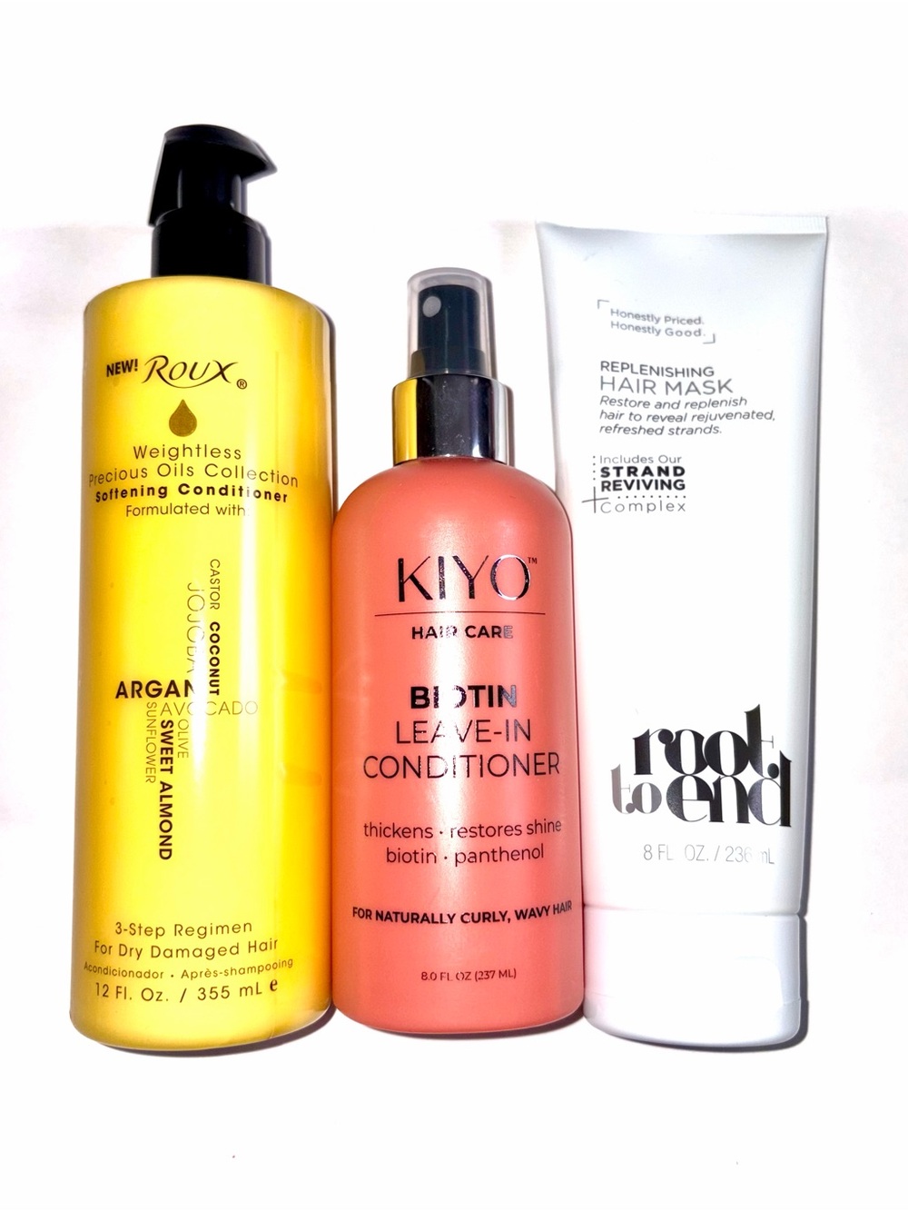 3 PC Hair Set: Kiyo Leave-In Conditioner, Roux Conditioner, Root To End Mask NEW